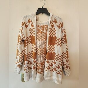 Rewind Cardigan off white and brown size small